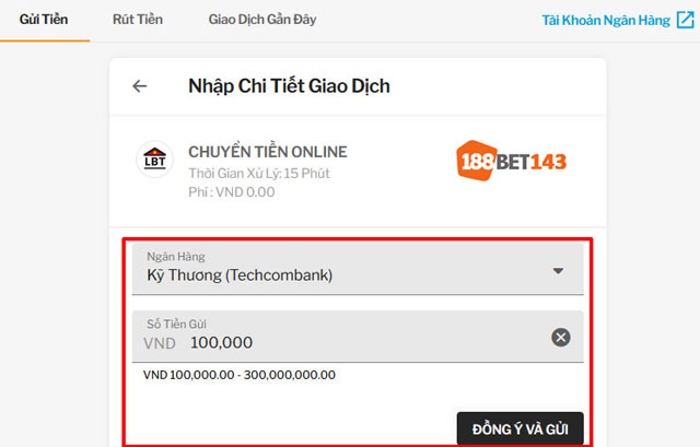 Cách thức chuyển tiền online vào 88BET